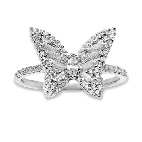 Cubic Zirconia Butterfly Statement Ring in Sterling Silver, Created for Macy's