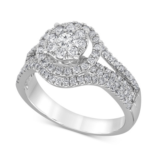 Diamond Open Halo Engagement Ring (1 ct. t.w.) in 14k White Gold