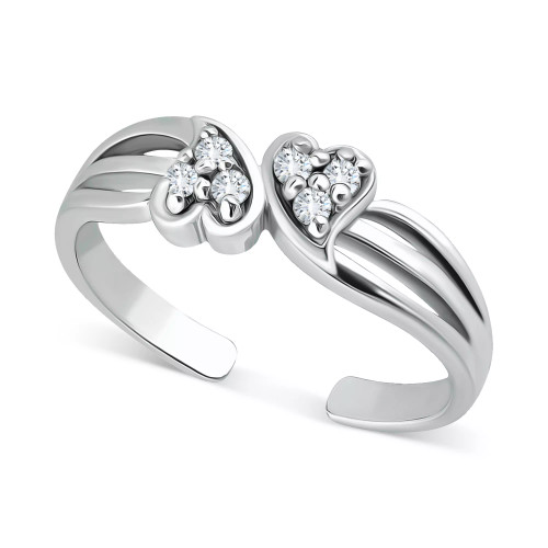 Cubic Zirconia Double Heart Toe Ring, Created for Macy's