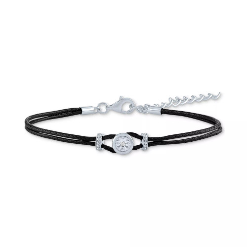Diamond Accent Cord Bracelet in Sterling Silver or 14k Gold-Plated Sterling Silver