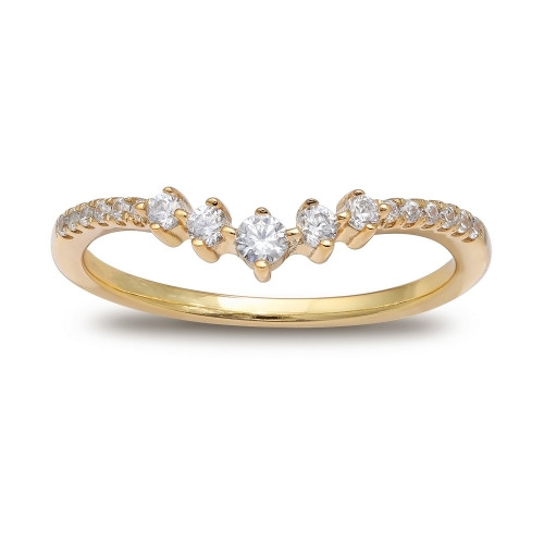 Cubic Zirconia V Band in 18k Gold-Plated Sterling Silver, Created for Macy's