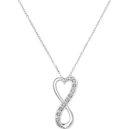 Diamond Infinity Heart 18" Pendant Necklace in Sterling Silver (1/10 ct. t.w.)