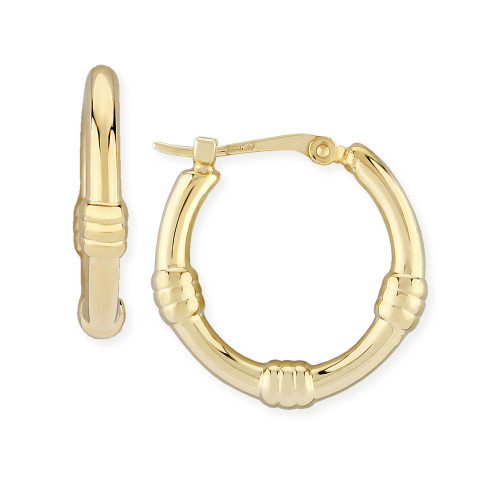 Bamboo Hoop Earrings Set in 14k Gold