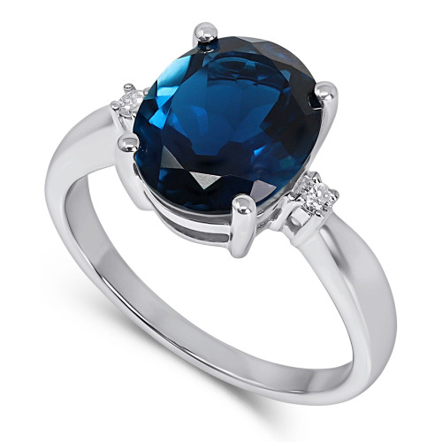 London Blue Topaz (3-3/4 ct. t.w.) & Diamond (1/20 ct. t.w.) Ring in 14k White Gold