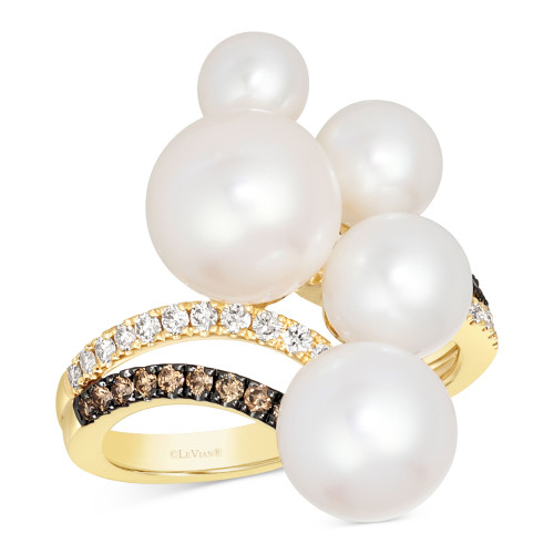 Vanilla Pearls (5-10mm) & Diamond (1/3 ct. t.w.) Cloud Cluster Ring in 14k Gold