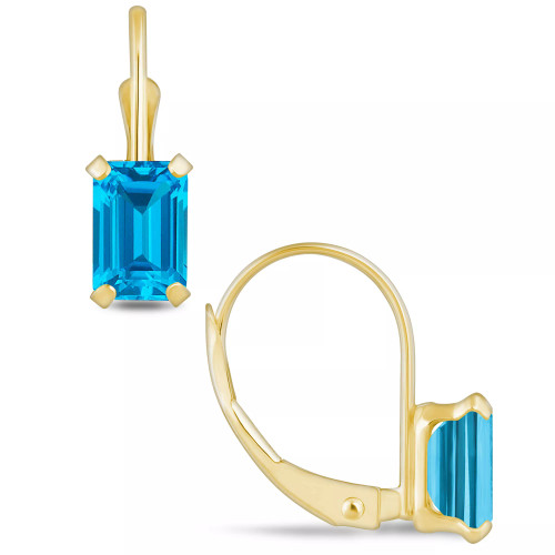 Gemstone Leverback Earrings in 10K Yellow Gold