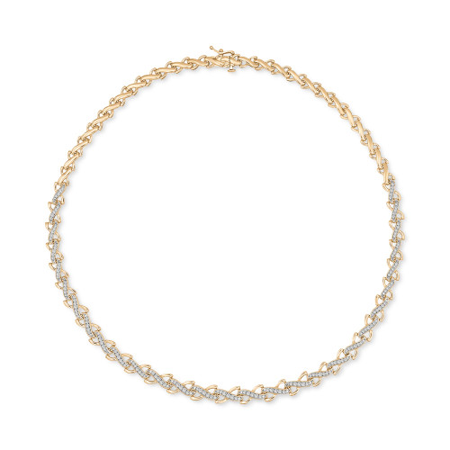 Diamond All-Around 17" Collar Necklace (1 ct. t.w.) in 10k Gold, Created for Macy's