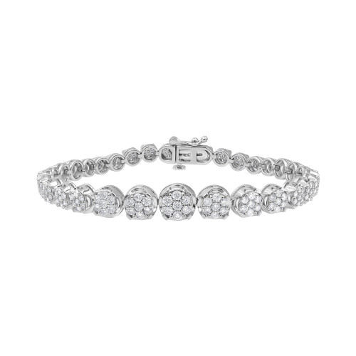 Diamond Cluster Fancy Link Tennis Bracelet (2-1/2 ct. t.w.) in 10k White Gold
