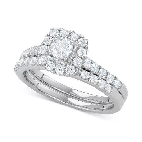 Diamond Halo Bridal Set (1 ct. t.w.) in 14k White, Yellow or Rose Gold