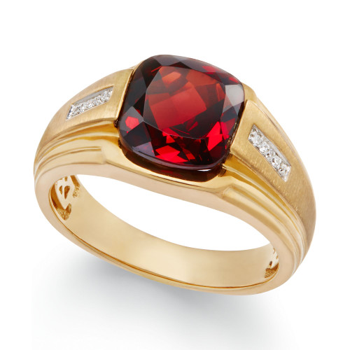 Men's Garnet (5 ct. t.w.) and Diamond Accent Ring in 10k Gold