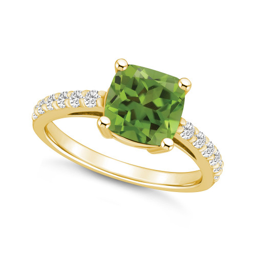 Peridot (2-3/8 Ct. T.W.) and Diamond (1/3 Ct. T.W.) Ring in 14K Yellow Gold