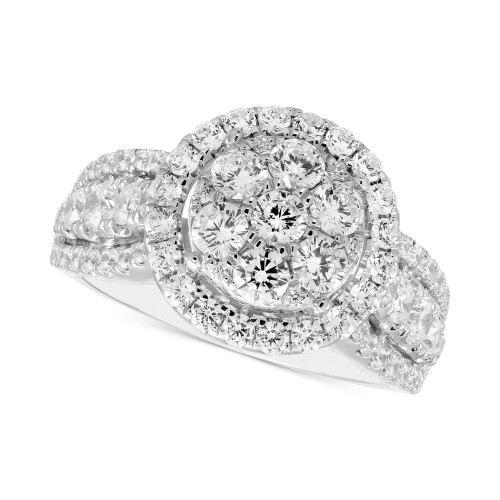 Diamond Halo Cluster Ring (2 ct. t.w.) in 14k White Gold