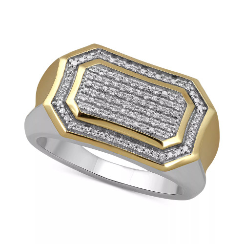 Men's Diamond Pavé Cluster Ring (1/5 ct. t.w.) in Sterling Silver & 18k Gold-Plate