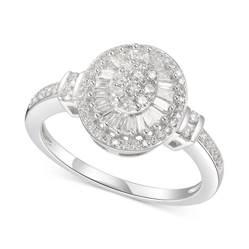 Diamond Oval Starburst Cluster Ring (1/2 ct. t.w.) in 14k White Gold