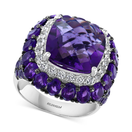 EFFY® Amethyst (12 ct. t.w.) & White Topaz (5/8 ct. t.w.) Statement Ring in Sterling Silver