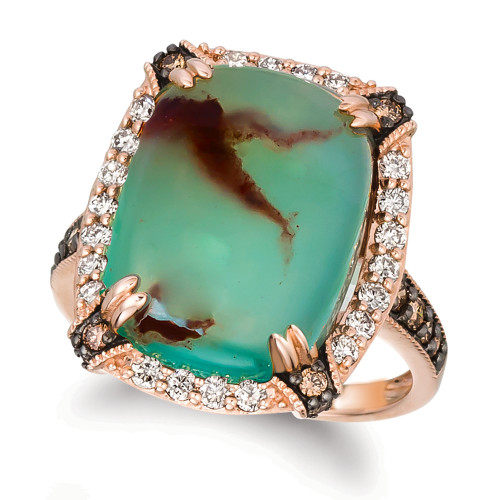 Crème Brûlée® Aquaprase Candy & Diamond (5/8 ct. t.w.) Statement Ring in 14k Rose Gold