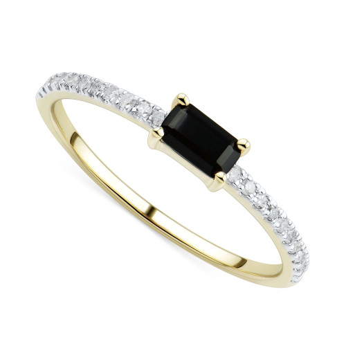 Onyx & Diamond (1/10 ct. t.w.) Stack Ring in 14k Gold