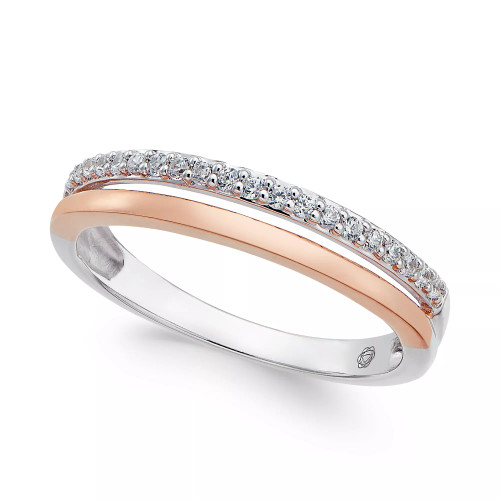 Diamond Split Band (1/8 ct. t.w.) in 14K White and Rose Gold, 14K White and Yellow Gold or 14K White Gold
