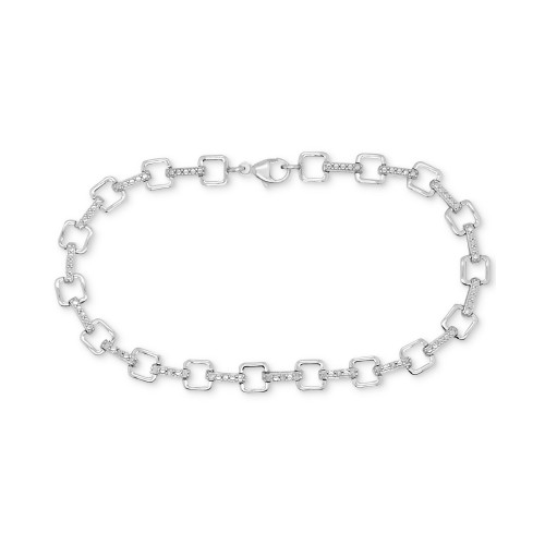 Diamond Square Link Bracelet (1/6 ct. t.w.) in Sterling Silver