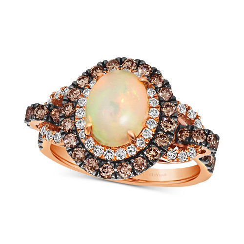 Neopolitan Opal (7/8 ct. t.w.) & Diamond ( 1 ct. t.w.) Halo Ring in 14k Rose Gold