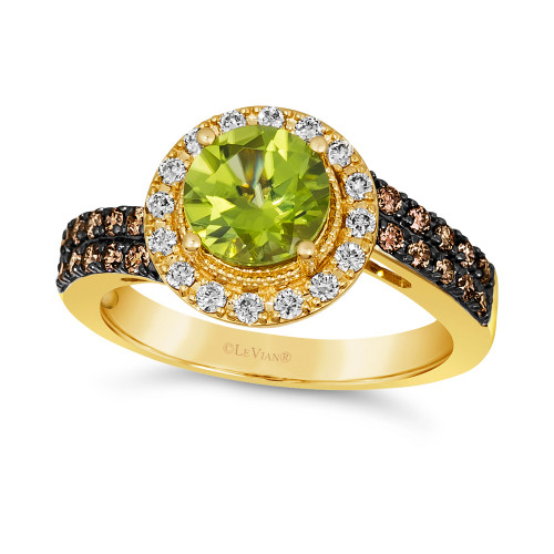 Green Apple Peridot (1-1/5 ct. t.w.) & Diamond (1/2 ct. t.w.) Ring in 14k Gold