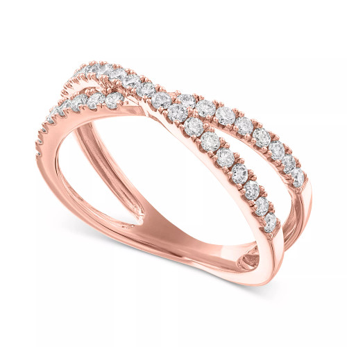 Lab-Created Diamond Crossover Statement Ring (1/2 ct. t.w.) in 14k Rose Gold-Plated Sterling Silver or 14k Gold-Plated Sterling Silver