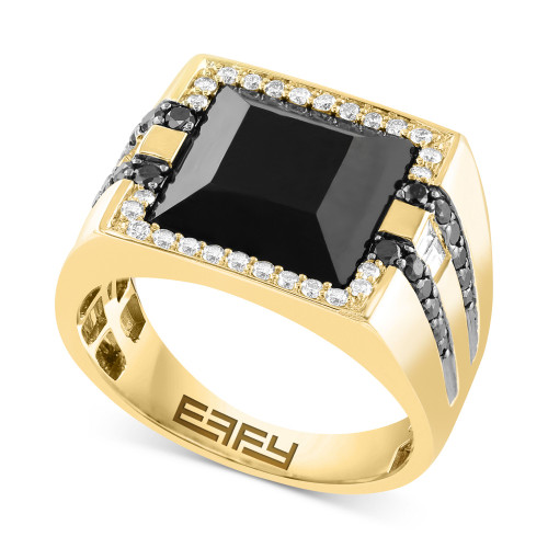 EFFY® Men's Onyx & Diamond Ring (3/4 ct. t.w.) in 14k Gold