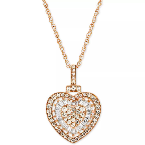 Diamond Heart 18" Pendant Necklace (1/2 ct. t.w.)  in 14k Rose Gold (Also Available in White Gold)