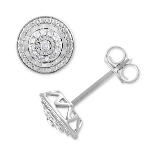 Diamond Multi-Halo Stud Earrings (1/10 ct. t.w.) in Sterling Silver