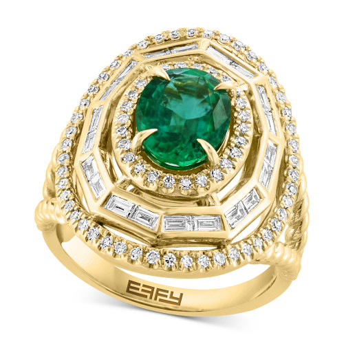 EFFY® Emerald (1-1/2 ct. t.w.) & Diamond (3/4 ct. t.w.) Multi-Halo Ring in 14k Gold
