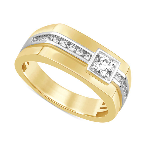 Men's Diamond Square Band (1/2 ct. t.w.) in 10k Two-Tone Gold