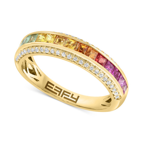 EFFY® Multi-Sapphire (1/2 ct. t.w.) & Diamond (1/6 ct. t.w.) Band in 14k Gold