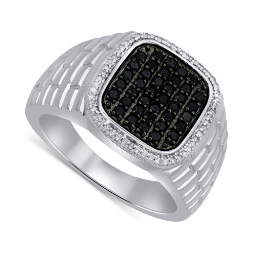 Men's Black & White Diamond Ring (3/4 ct. t.w.) in Sterling Silver