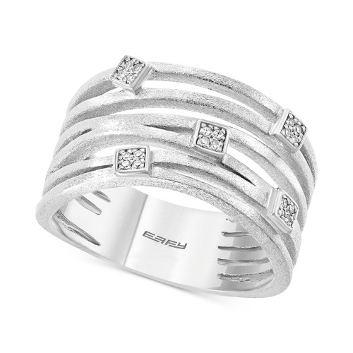 EFFY® Diamond Multi-Row Statement Ring (1/20 ct. t.w.) in Sterling Silver