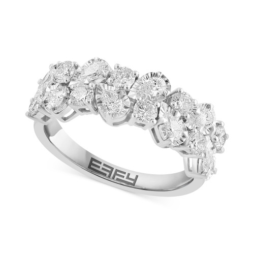 EFFY® Diamond Pear & Round Double Row Ring (1-1/8 ct. t.w.) in 14k White Gold