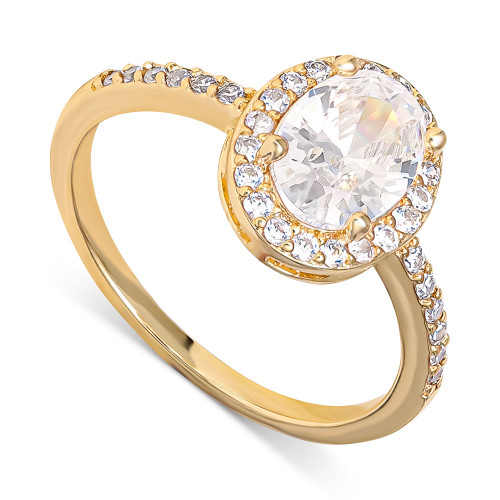 Cubic Zirconia Oval Halo Ring in Gold-Plated Sterling Silver, Created for Macy's