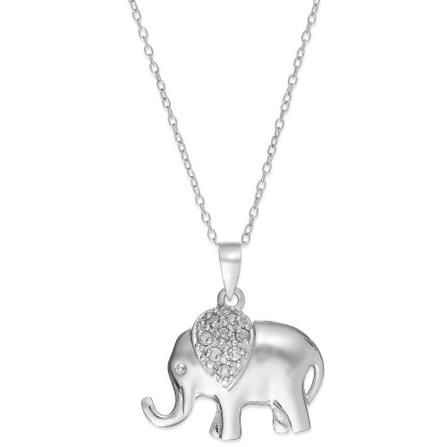 Diamond Elephant 18" Pendant Necklace in Sterling Silver (1/10 ct. t.w.)