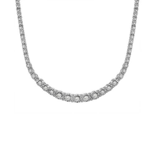 Diamond Graduated 17" Collar Necklace (1 ct. t.w.) in Sterling Silver, Created for Macy's