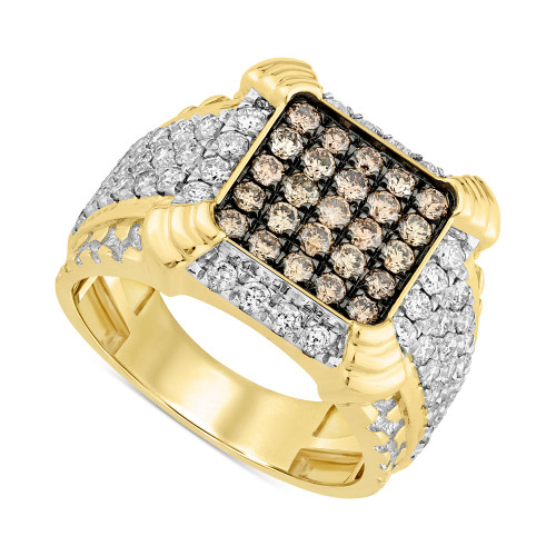 Men's White Diamond (1-1/3 ct. t.w.) & Brown Diamond (7/8 ct. t.w.) Cluster Ring in 10k Gold