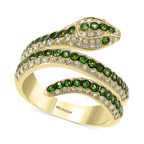 EFFY® Tsavorite (1/2 ct. t.w.) & Diamond (3/8 ct. t.w.) Snake Ring in 14k Gold