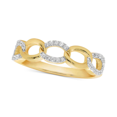 Diamond Link Statement Ring (1/4 ct. t.w.) in 14k Gold-Plated Sterling Silver