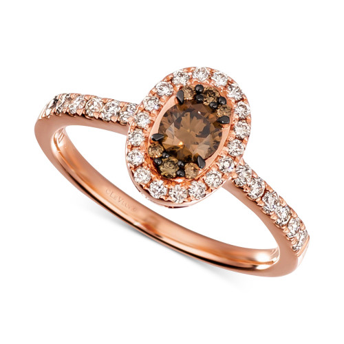 Chocolate Diamond & Nude Diamond Halo Ring (5/8 ct. t.w.) in 14k Rose Gold
