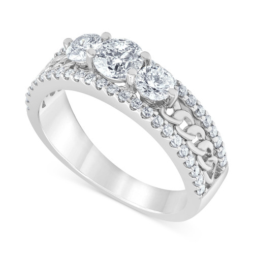 Diamond Three Stone Chain Link Ring (1-1/4 ct. t.w.) in 14k White Gold