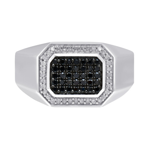 Men's Black Diamond (1/3 ct. t.w.) & White Diamond (1/6 ct. t.w.) Ring in Sterling Silver
