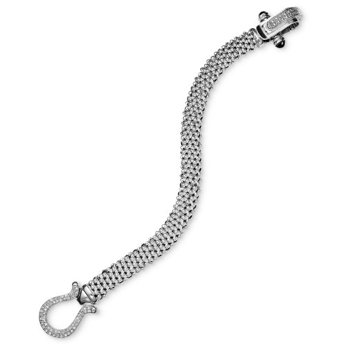 Diamond Horseshoe Clasp Mesh Bracelet (5/8 ct. t.w.) in 14k Gold-Plated Sterling Silver or 14k Rose Gold-Plated Sterling Silver (Also available in Sterling Silver)