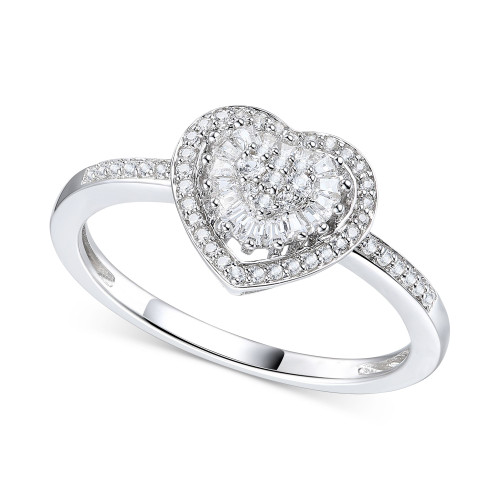 Diamond Cluster Heart Ring (1/4 ct. t.w.) in Sterling Silver