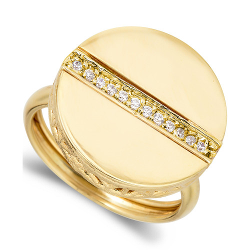 1/8 Ctw Diamond Circle Center Line Ring  in 18k Yellow Gold Over Sterling Silver