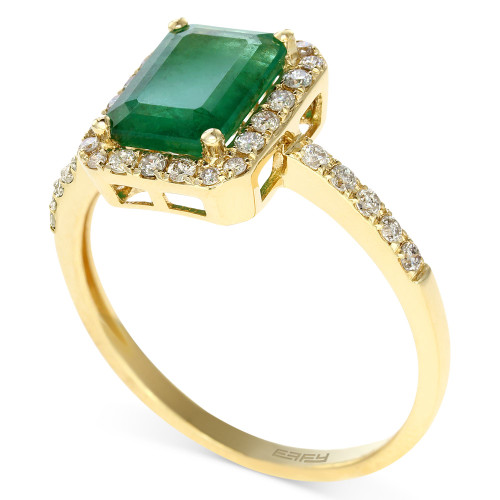 Brasilica by EFFY® Emerald (1-3/8 ct. t.w.) and Diamond (1/4 ct. t.w.) Ring in 14k Gold, Created for Macy's