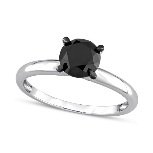 Black Diamond Solitaire Engagement Ring (1-1/2 ct. t.w.) in 14k White Gold