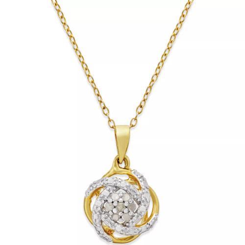 Diamond Love Knot 18" Pendant Necklace (1/10 ct. t.w.) in 18k Gold-Plated Sterling Silver or Sterling Silver